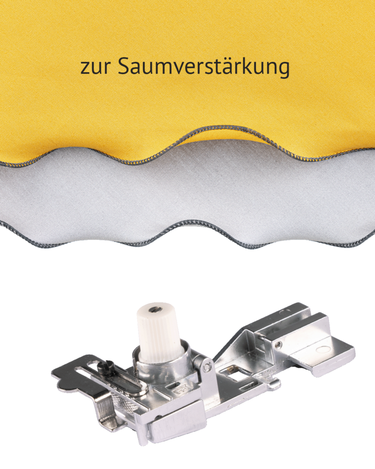 Zubehör baby lock Coverlock-Nähmaschine - Gummibandfuß mit Nahtprobe - Saumverstärkung